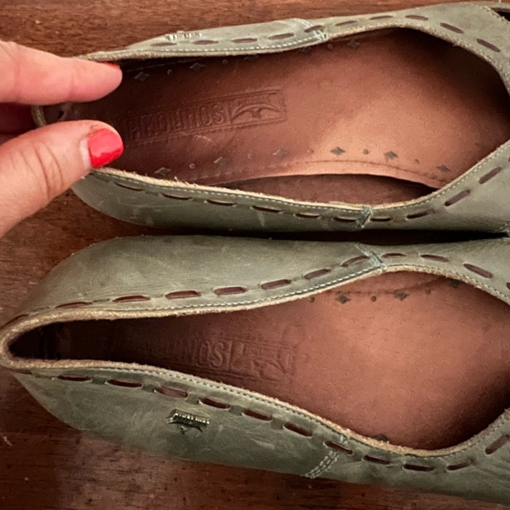PIKOLINOS Olive Cutout Leather Flats size 42 (US 10) - Picture 8 of 13